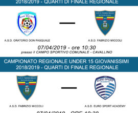 PARTITE 7 APRILE 2019 - Quarti di finale Campionato Regionale